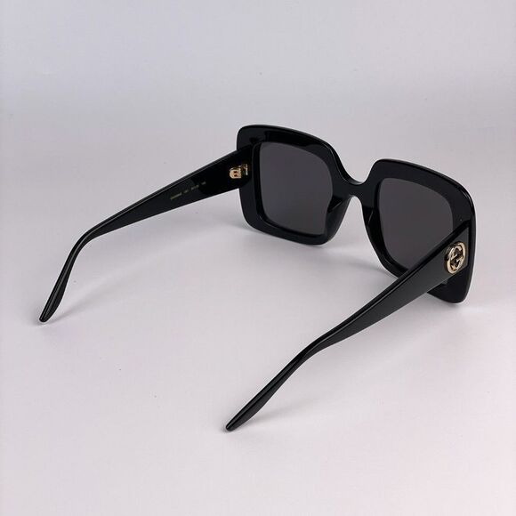 Gucci Logo GG0896S 001 Sunglasses Black Gray Square Oversized Women